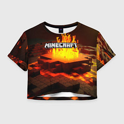Футболка 3D укороченная женская Огненный minecraft, цвет: 3D-принт