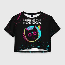 Футболка 3D укороченная женская Bring Me the Horizon - rock star cat, цвет: 3D-принт