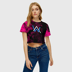 Футболка 3D укороченная женская Алан Волкер огенный стиль градиент, цвет: 3D-принт — фото 2