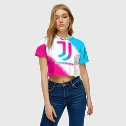 Футболка 3D укороченная женская Juventus neon gradient style, цвет: 3D-принт — фото 2