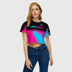 Футболка 3D укороченная женская Chelsea - neon gradient посередине, цвет: 3D-принт — фото 2