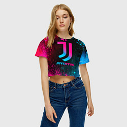 Футболка 3D укороченная женская Juventus - neon gradient, цвет: 3D-принт — фото 2