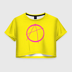 Футболка 3D укороченная женская Символ Анархиста, цвет: 3D-принт