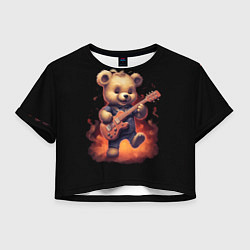 Футболка 3D укороченная женская Плюшевый медведь играет на гитаре, цвет: 3D-принт