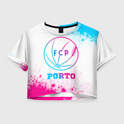 Футболка 3D укороченная женская Porto neon gradient style, цвет: 3D-принт