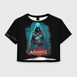 Футболка 3D укороченная женская Assassins creed синий дым, цвет: 3D-принт