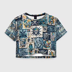 Женский топ Пэчворк деним с пиратами