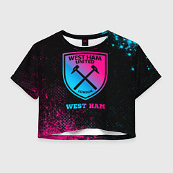 Футболка 3D укороченная женская West Ham - neon gradient, цвет: 3D-принт