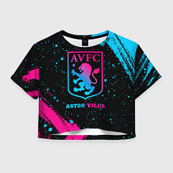 Футболка 3D укороченная женская Aston Villa - neon gradient, цвет: 3D-принт