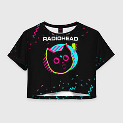 Футболка 3D укороченная женская Radiohead - rock star cat, цвет: 3D-принт