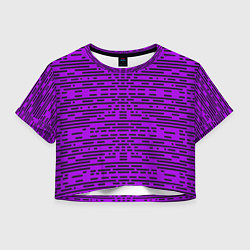Футболка 3D укороченная женская Чёрные полосы на фиолетовом фоне, цвет: 3D-принт