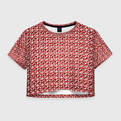 Женский топ Белые плюсики на красном фоне