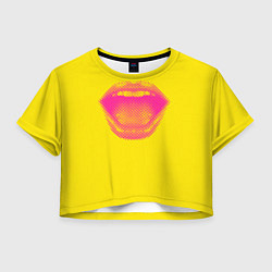 Футболка 3D укороченная женская Абстрактные ретро губы, цвет: 3D-принт