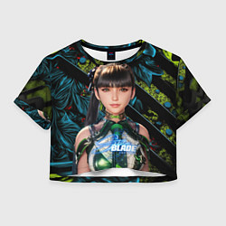 Футболка 3D укороченная женская Stellar Blade Eve green texture, цвет: 3D-принт