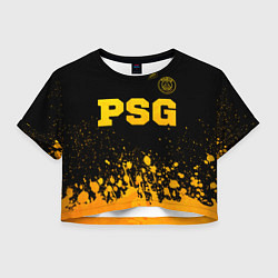 Футболка 3D укороченная женская PSG - gold gradient посередине, цвет: 3D-принт