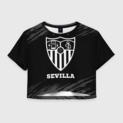 Футболка 3D укороченная женская Sevilla sport на темном фоне, цвет: 3D-принт