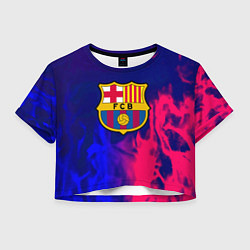 Футболка 3D укороченная женская Barcelona fc club gradient, цвет: 3D-принт