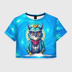 Футболка 3D укороченная женская Сова в одежде на стиле, цвет: 3D-принт