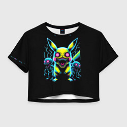 Женский топ Pikachu and skeletons - neon glow ai art