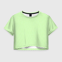 Футболка 3D укороченная женская Светло-зелёный ломаные полосы, цвет: 3D-принт