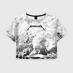 Футболка 3D укороченная женская Metallica white graphite, цвет: 3D-принт