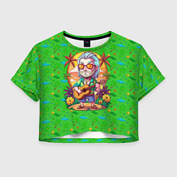 Футболка 3D укороченная женская Ведьмак с гитарой жаркое лето, цвет: 3D-принт