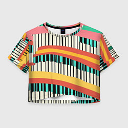 Футболка 3D укороченная женская Пиянино, цвет: 3D-принт