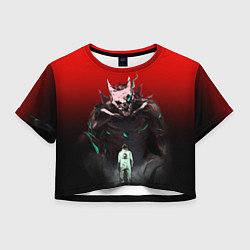 Футболка 3D укороченная женская Кайдзю - Хибино, цвет: 3D-принт