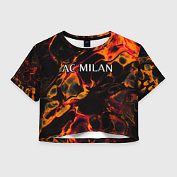 Футболка 3D укороченная женская AC Milan red lava, цвет: 3D-принт