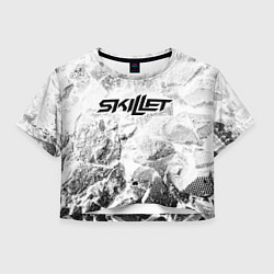 Футболка 3D укороченная женская Skillet white graphite, цвет: 3D-принт