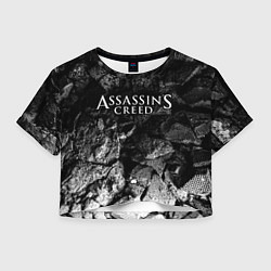 Футболка 3D укороченная женская Assassins Creed black graphite, цвет: 3D-принт