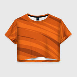 Футболка 3D укороченная женская Тёмный оранжевый полосами, цвет: 3D-принт