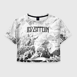 Футболка 3D укороченная женская Led Zeppelin white graphite, цвет: 3D-принт