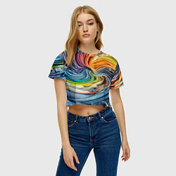 Футболка 3D укороченная женская Красочная джинсовая воронка, цвет: 3D-принт — фото 2