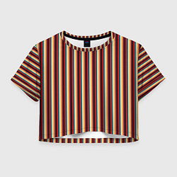 Женский топ Жёлтый красный и бирюзовый в сочетании полосы