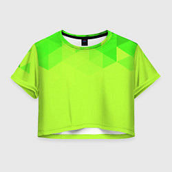 Футболка 3D укороченная женская Кислотная геометрия лайм, цвет: 3D-принт