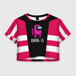Футболка 3D укороченная женская Among us geometry pink, цвет: 3D-принт