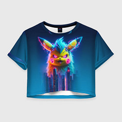Женский топ Кибер-Пикачу среди небоскрёбов - нейроарт