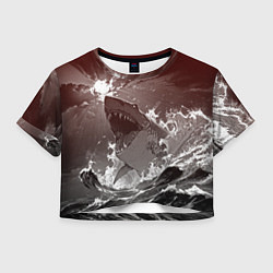 Футболка 3D укороченная женская Клыкастая акула, цвет: 3D-принт