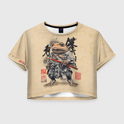 Футболка 3D укороченная женская Жаба самурай - japan aesthetic, цвет: 3D-принт