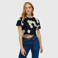 Футболка 3D укороченная женская Соты абстракция, цвет: 3D-принт — фото 2