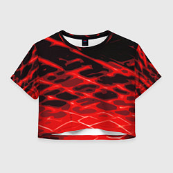 Женский топ Красные абстрактные полосы на чёрном фоне