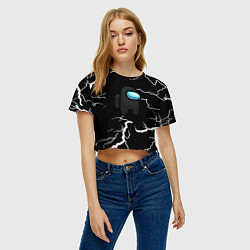 Футболка 3D укороченная женская Among us storm black, цвет: 3D-принт — фото 2