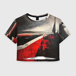 Футболка 3D укороченная женская Футуристичный пейзаж в ретро стиле, цвет: 3D-принт