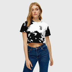 Футболка 3D укороченная женская Juventus smoke black fire, цвет: 3D-принт — фото 2