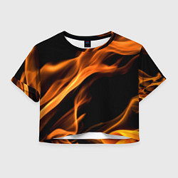 Футболка 3D укороченная женская Языки пламени текстура, цвет: 3D-принт