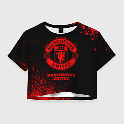 Футболка 3D укороченная женская Manchester United - red gradient, цвет: 3D-принт