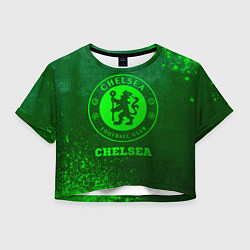 Футболка 3D укороченная женская Chelsea - green gradient, цвет: 3D-принт
