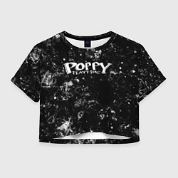 Футболка 3D укороченная женская Poppy Playtime black ice, цвет: 3D-принт