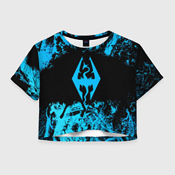 Футболка 3D укороченная женская Skyrim краски лого, цвет: 3D-принт